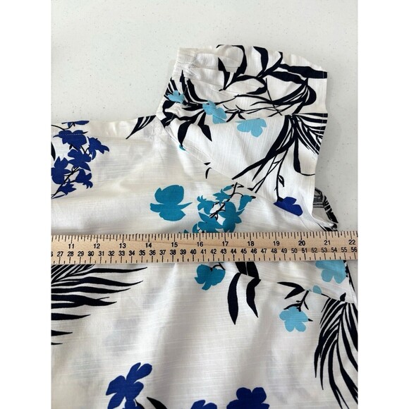 Liz Claiborne Top & Skirt 2-piece Set White Blue Floral Short Sleeve Hawaiian - Picture 6 of 10